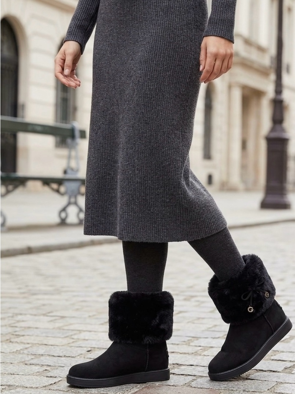 Black Faux-Fur Winter Booties - Women's Cozy Ankle Boots